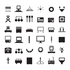 A black silhouette technology set