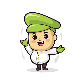 Character mascot of soy bean as a sailor man  cute 