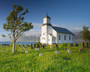 Norwegen, Nordland, Lofoten, Gimsoya, Kirche, Gimsöy