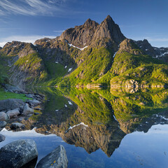 Norwegen, Nordland, Lofoten, Austvagoya, Higravfjorden, © Rainer Mirau