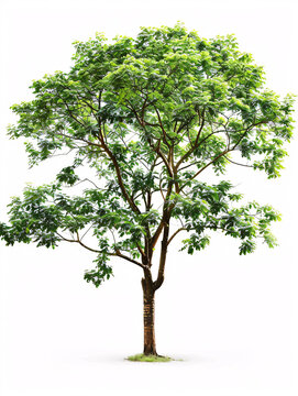 Teak   tree isolated on a solid, clear  white background