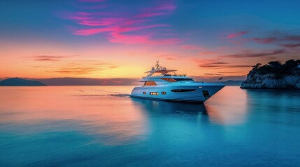 Luxury yacht in the ocean, cruise and travel trip