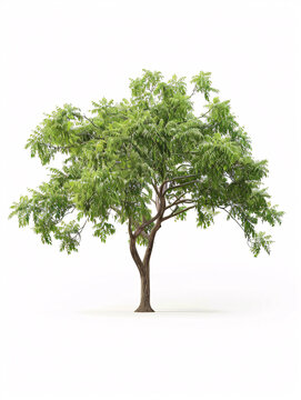 Pecan   tree isolated on a solid, clear  white background
