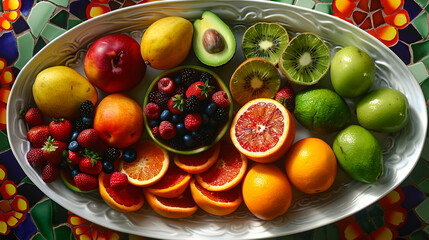 The human hand takes fruit from a basket. Top view.