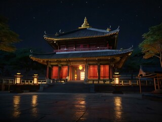 Obraz premium chinese temple at night