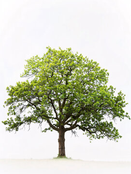  Oak  tree isolated on a solid, clear  white background