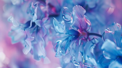 Holographic Bliss: Macro lenses showcase the calming hues and fluid forms of wildflower bluebell petals. - obrazy, fototapety, plakaty