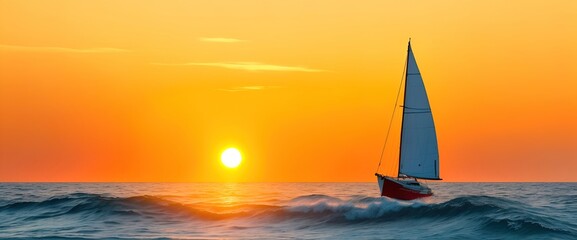 Sailboat in the sea during sunset