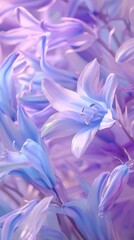 Mauve Serenity: Close-ups showcase the ethereal mauve tones blending softly onto wildflower bluebell petals in macro shots.