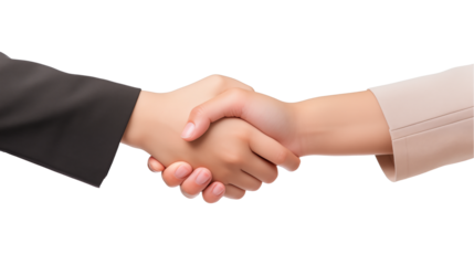 Business woman handshake isolated on transparent background
