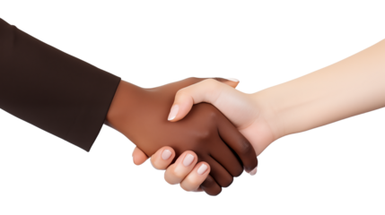 Business woman handshake isolated on transparent background