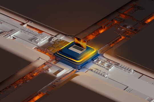 Laptop on a circuit board