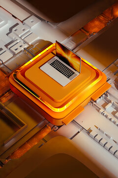 Laptop on a circuit board