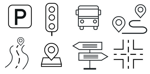 Set of traffic icons. Traffic Laws. Vector illustration. - obrazy, fototapety, plakaty