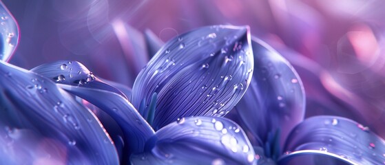 Serene Glossiness: Macro reveals the peaceful sheen of wildflower bluebell petals, evoking calming rhythms. - obrazy, fototapety, plakaty