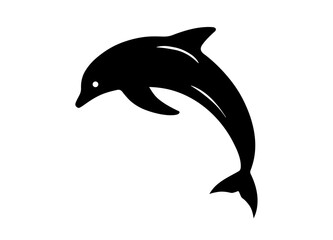 black and white dolphin silhouette on white background