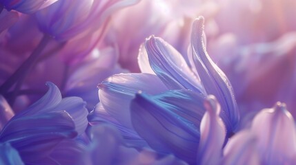Serene Shine: Close-ups capture the peaceful gleam of wildflower bluebell petals in macro shots.