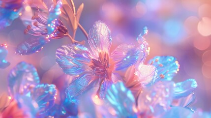 Shimmering Petals: Macro lenses showcase the mesmerizing shine of holographic wildflower bluebell petals.