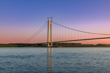 Sunset view on Danube Bridge on Braila Romania