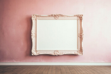 Experience the most perfect empty frame against a soft color wall, ready for your artistic visions...