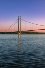 Sunset view on Danube Bridge on Braila Romania