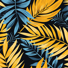 Creative seamless pattern with tropical leaves. Tren
