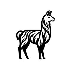 Obraz premium llama or alpaca monochrome vector isolated emblem illustration