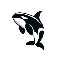 Orca whale monochrome isolated vector illustration - obrazy, fototapety, plakaty