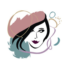 Beautiful woman face. Vector illustration. Can be used as a print on t-shirts and bags