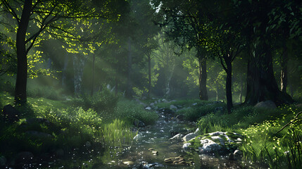 A tranquil forest glen alive with the sound of nature
