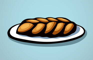 Vector drawing. Jewish braided bun