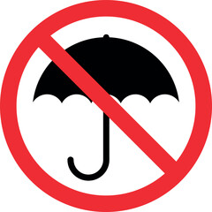 Umbrella prohibited sign. Forbidden signs and symbols.