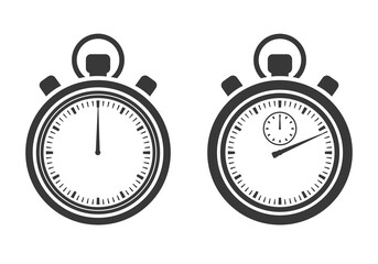 Stopwatch set. Flat illustration. White background.