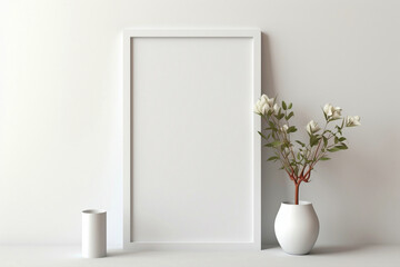 Minimalist setup with blank white frame.