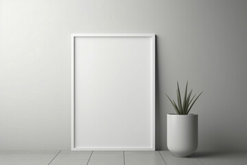 Minimalist setup with blank white frame.