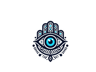 Mystic Ward: Intricate Evil Eye Vector, Symbolizing Spiritual Vigilance and Defense