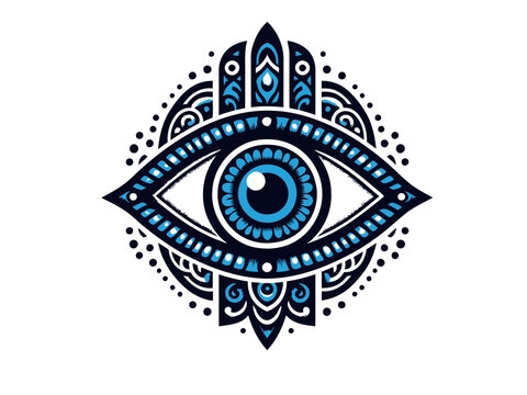 Mystical Protection: Evil Eye Vector Illustration for Spiritual Designs and Symbolic Art