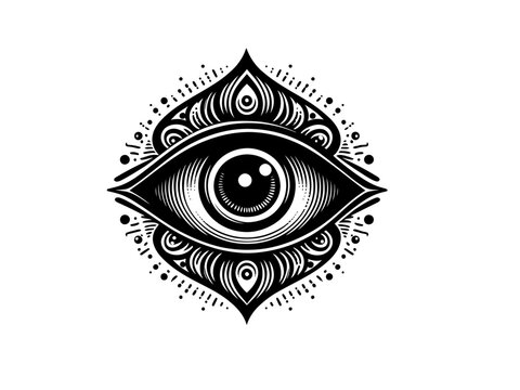 Sacred Sentinel: Detailed Evil Eye Vector for Symbolic Art and Spiritual Significance