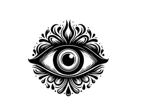 Warding Off Darkness: Intricate Evil Eye Vector, Guarding Against Negativity in Spiritual Design