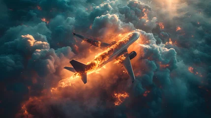  a passenger plane that caused an engine fire accident while flying in the sky  © photo for everything