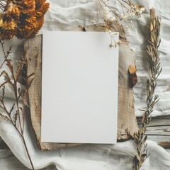 Mockup with blank greeting card in boho style, Empty place, - 753837283