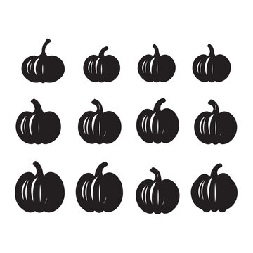 A black silhouette pumpkin set