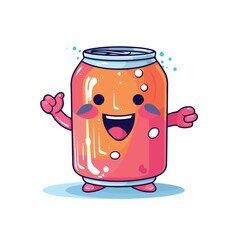 Drink can mascot character with energetic gesture  c