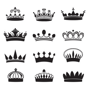 A black silhouette Queen crown set 