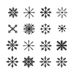 A black silhouette Snowflake set 