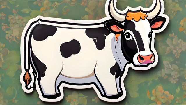 Cow, animal, stickers, cartoon, mammal, farm, cattle, 