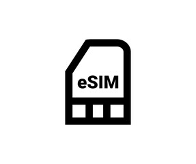 Embedded SIM. eSIM card icon icon. Smart phone eSIM card chip sign. Mobile device with a chip e-SIM vector design and illustration transparent background.