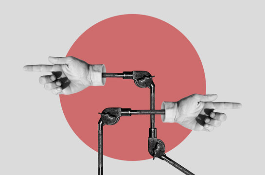 Collage with surrealistic hands