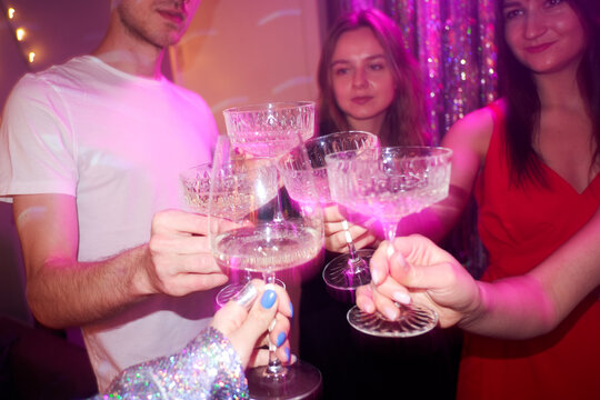 Clicking glasses at the party 