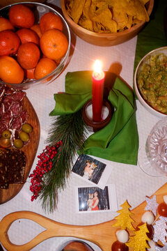 Christmas Party Table With Memorable Photos